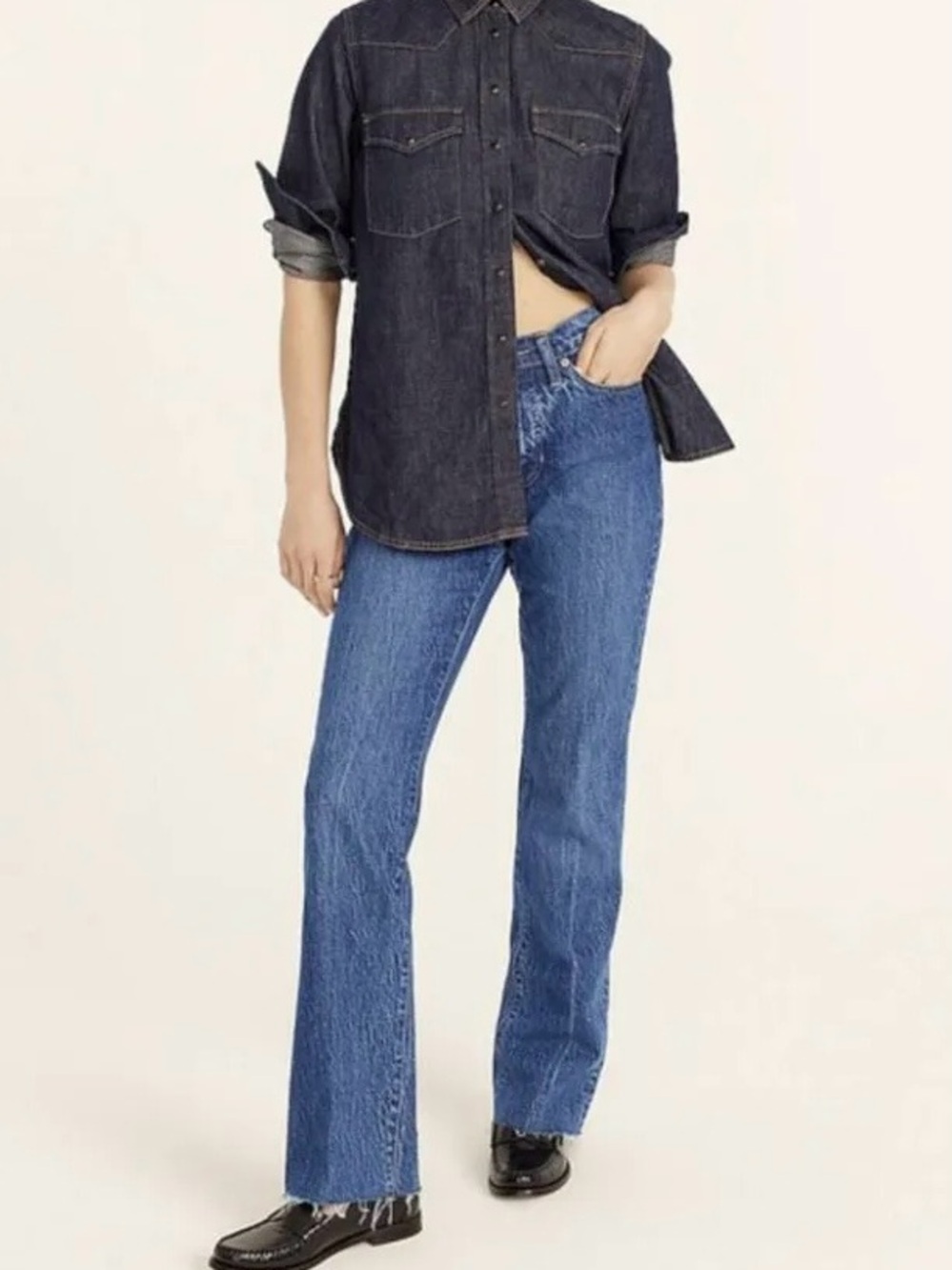 NWOT J. Crew Full-Length Demi-Boot Jean in Kamari Wash Raw Hem Women's Size 29